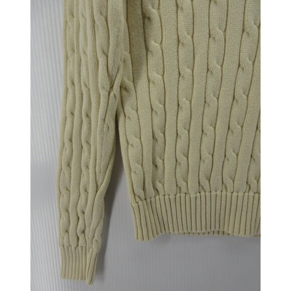 Ralph Lauren Polo Sweater Medium Cream Pullover Cable Knit Pony - Picture 3 of 11
